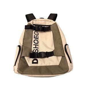 DC Shoes Backpack Beige Khaki Black Logo Outdoor Travel School Bag